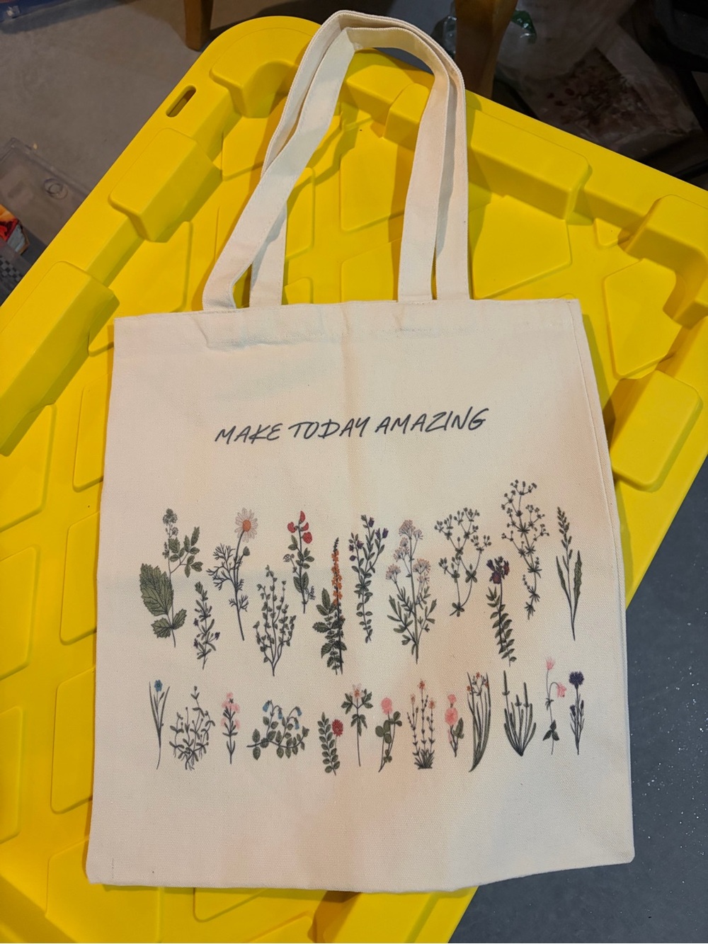 Make Today Amazing Floral Canvas Tote - Cream Floral Print